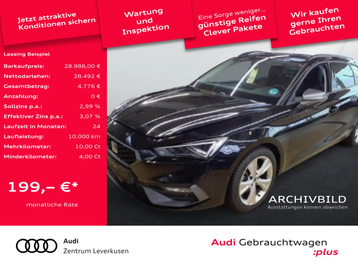 SEAT Leon ST FR DSG MATRIX NAVI VIRT ACC LEDER KAM Schwarz - 1