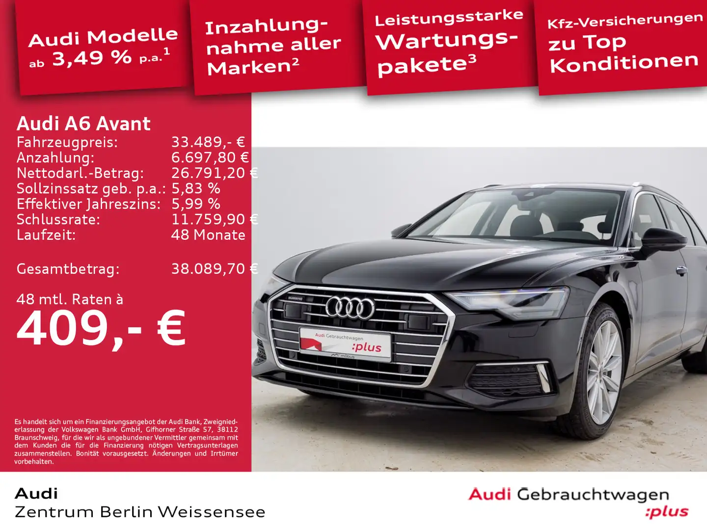 Audi A6 45 TDI S-TRO*QUA*ACC*AHK*NAVI*RFK*APP** Schwarz - 1