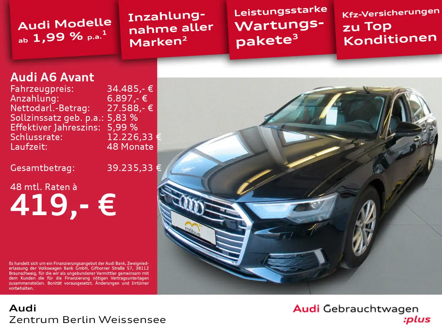 Audi A6 45 TDI S-TRO*QUA*ACC*AHK*NAVI*RFK*APP** Schwarz - 1