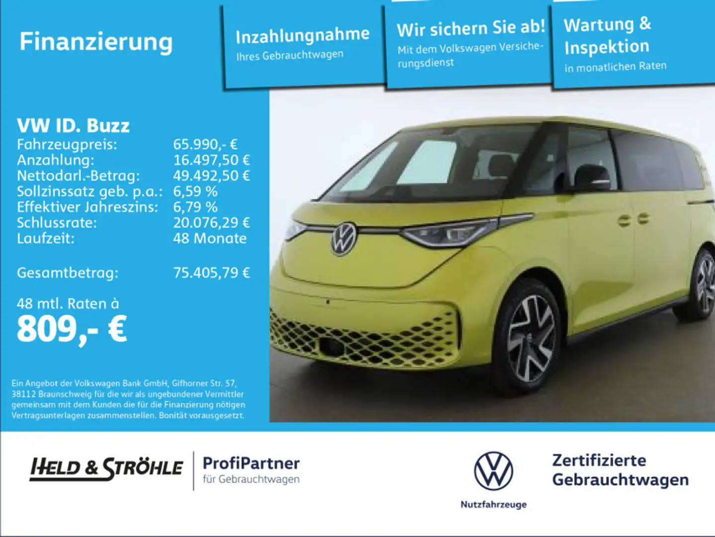 Volkswagen ID. Buzz ID.Buzz Pro LANG PANO AHK 7SI HuD MATRIX 360°KAM Gelb - 1
