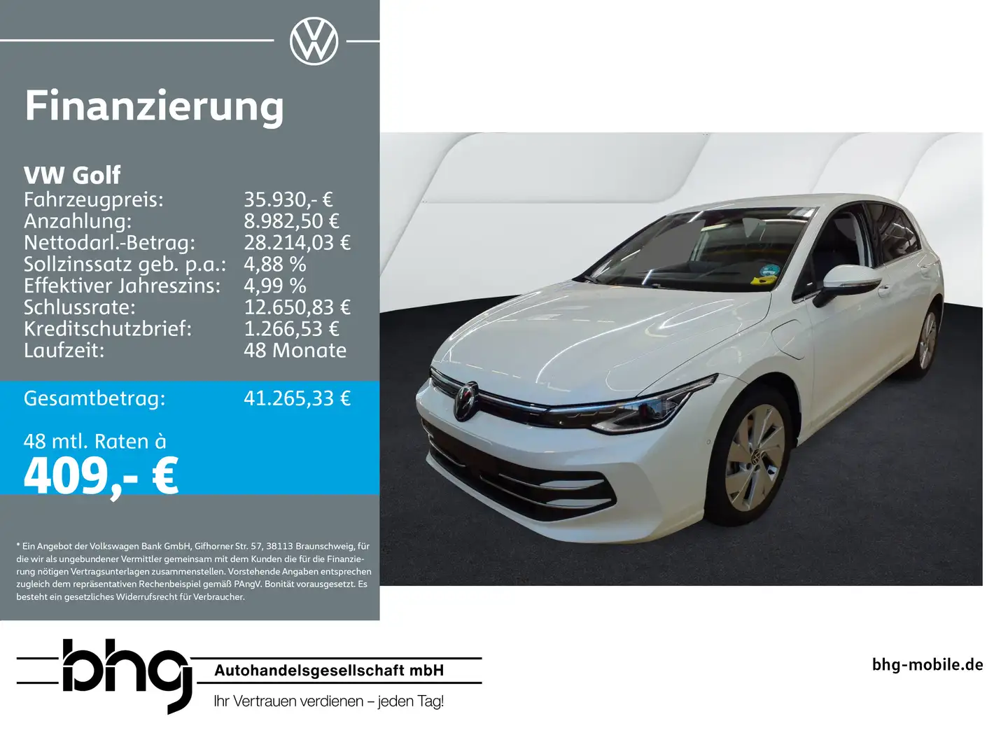 Volkswagen Golf 1.5 eHybrid OPF DSG Style Navi Weiß - 1