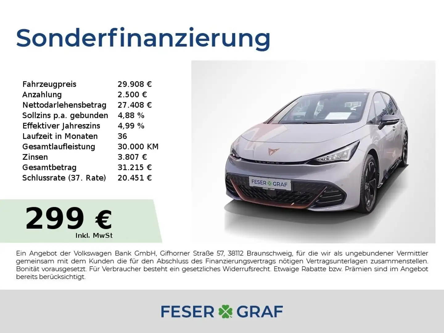CUPRA Born 170 KW / SHZ/ACC/NAVI Grau - 1