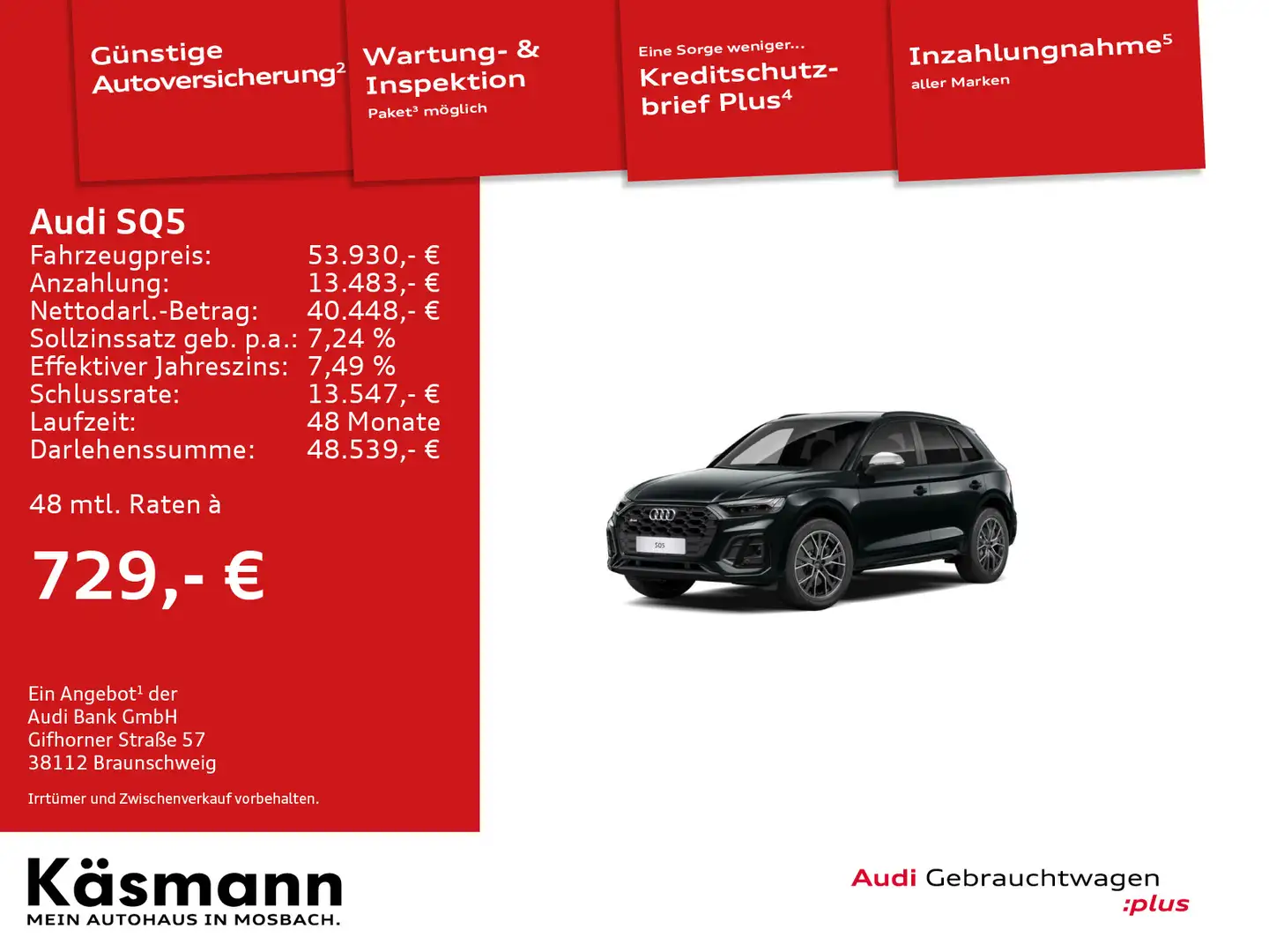 Audi SQ5 TDI quattro MATRIX AHK 360° ACC NAV SHZ Schwarz - 1