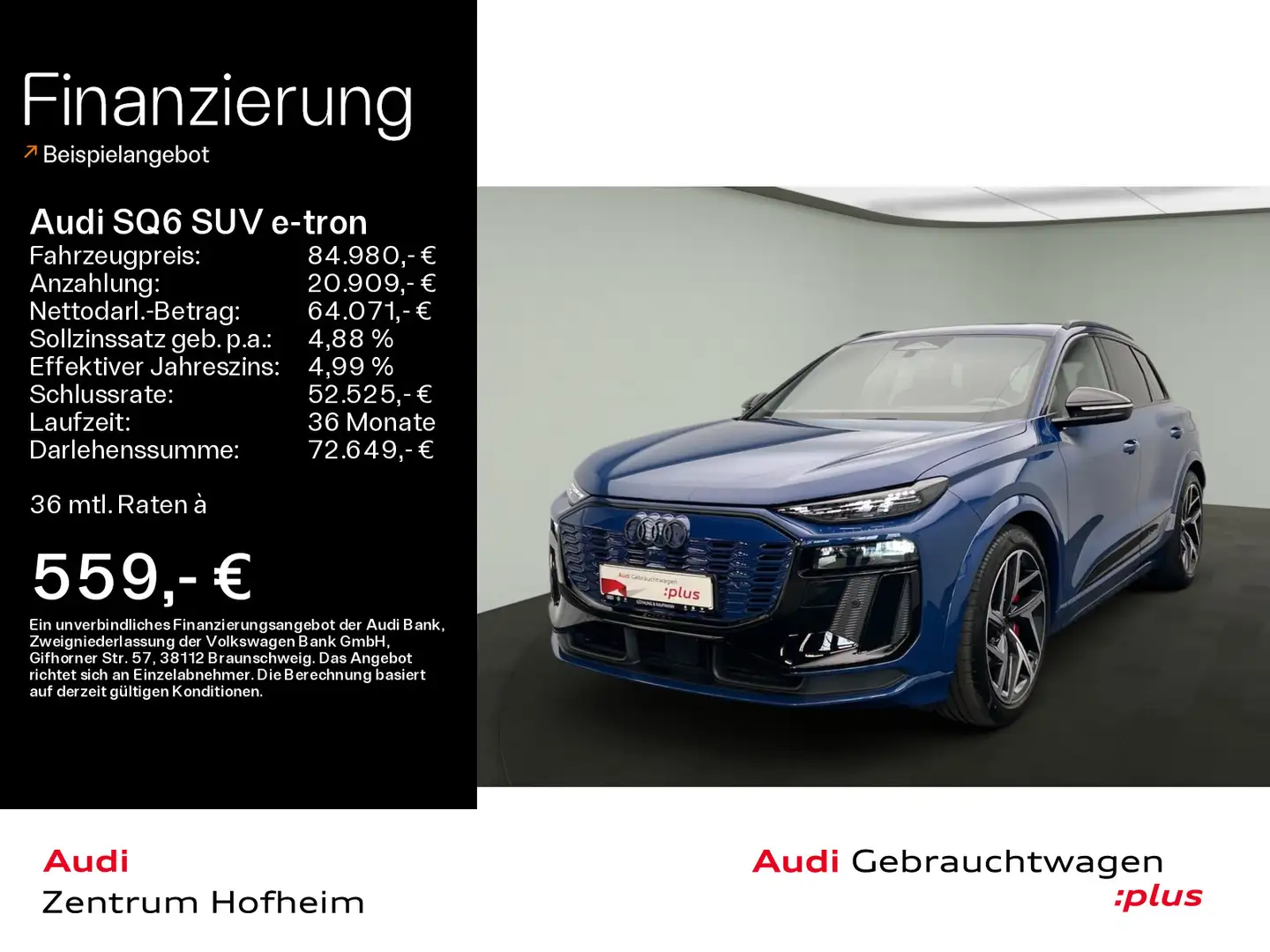 Audi SQ6 SQ6 e-tron S line Edition*Air*B&O*AR-HUD*Pano*Ma Blauw - 1