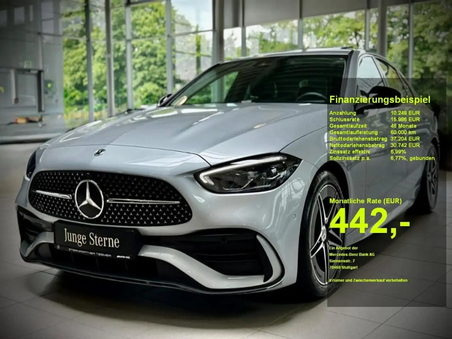 Mercedes-Benz C 200 d AMG+Night+SDach+Kamera+Memory+Totwinkel Silber - 1