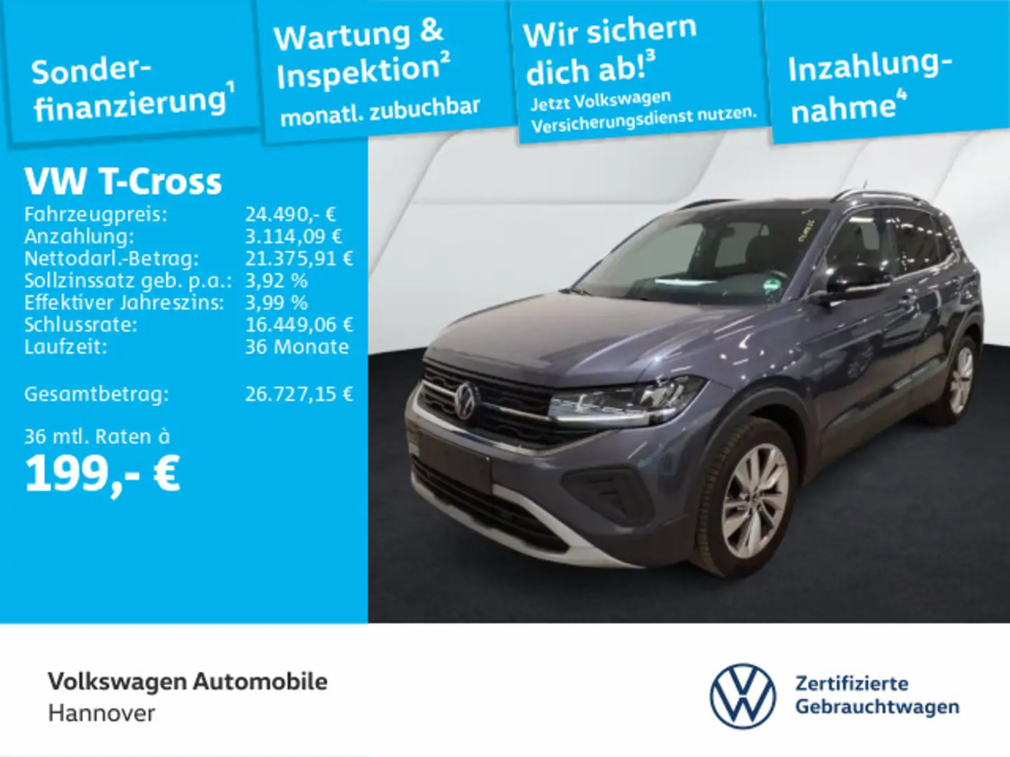 Volkswagen T-Cross 1.0 TSI DSG GOAL Navi ACC LED Dig.Cockpi Grau - 1