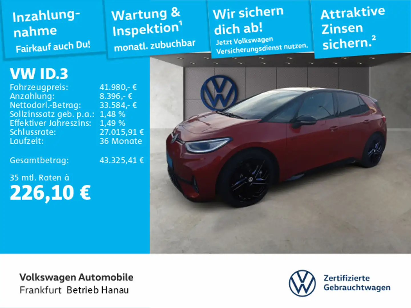 Volkswagen ID.3 GTX Navi IQ.Light DAB+ FrontAssist Rot - 1