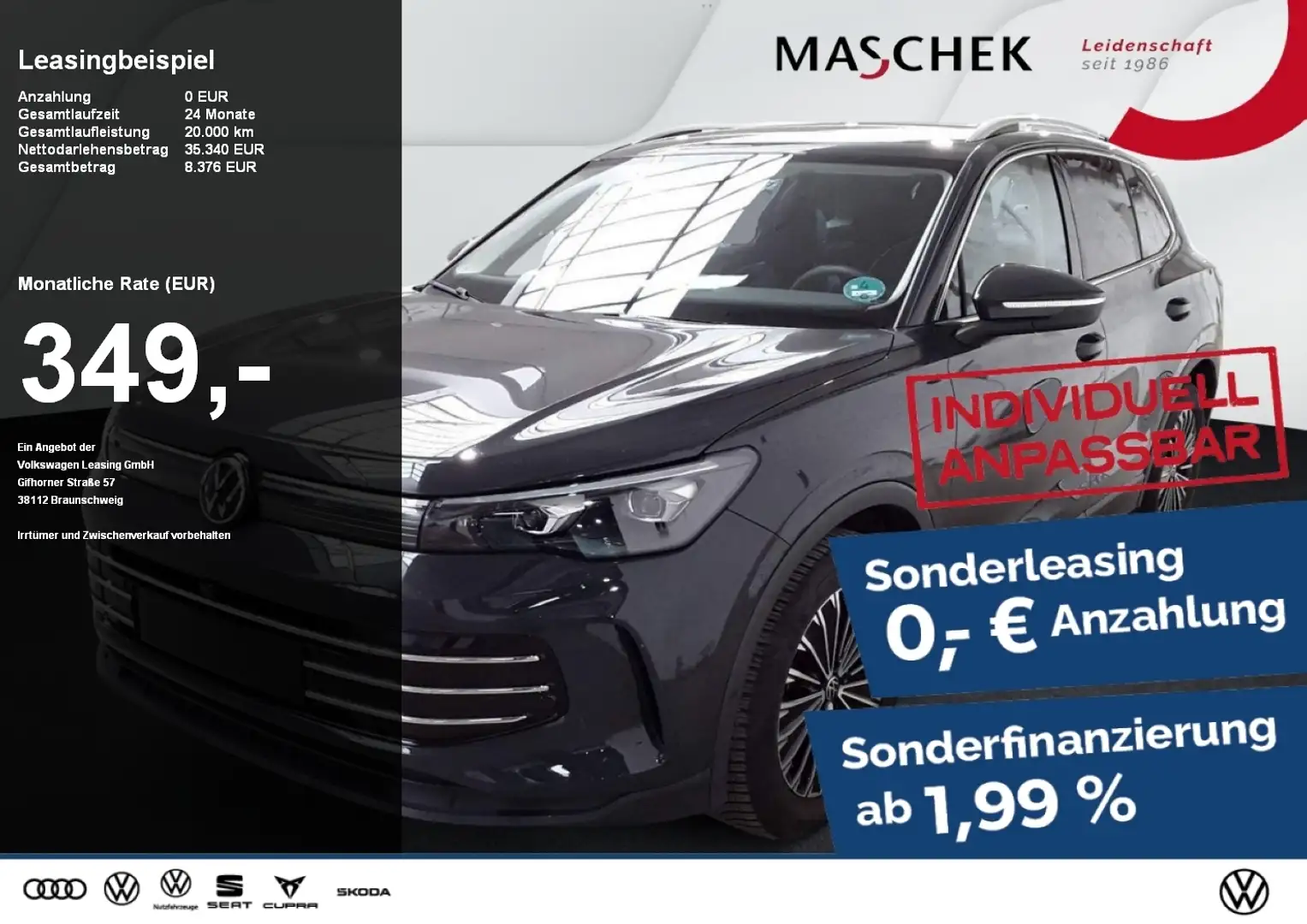 Volkswagen Tiguan Elegance 1.5 TSI DSG AHK Navi Sitzh. Alcantara Grau - 1