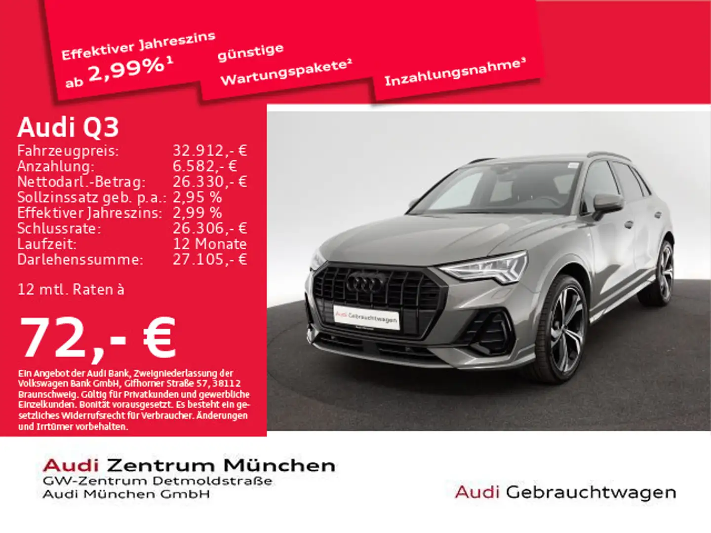 Audi Q3 35 TFSI S tronic S line Matrix/Virtual+/Navi+ Grijs - 1