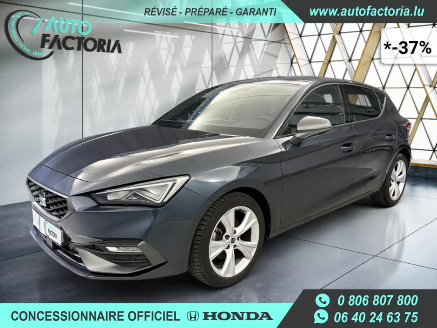 SEAT Leon -37% 1.5 TSI 150 BVA FR+GPS+CAM+PARK ASSIST+Opts Gris - 1