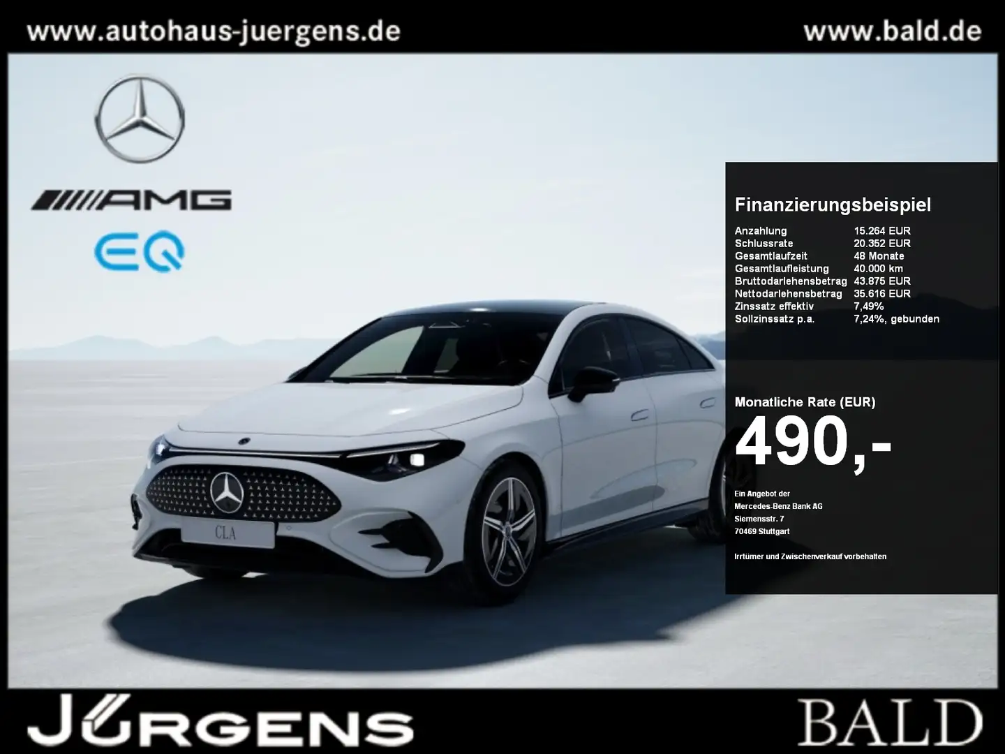 Mercedes-Benz CLA 350 4M AMG-Sport/Pano/AHK/Memo/Dist/Keyl Weiß - 1