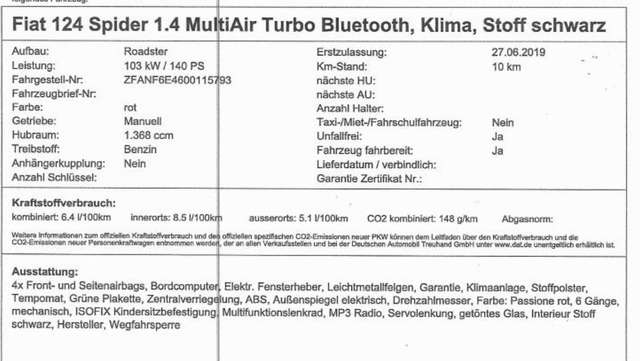 Fiat 124 Spider 1.4 MultiAir Turbo Lusso