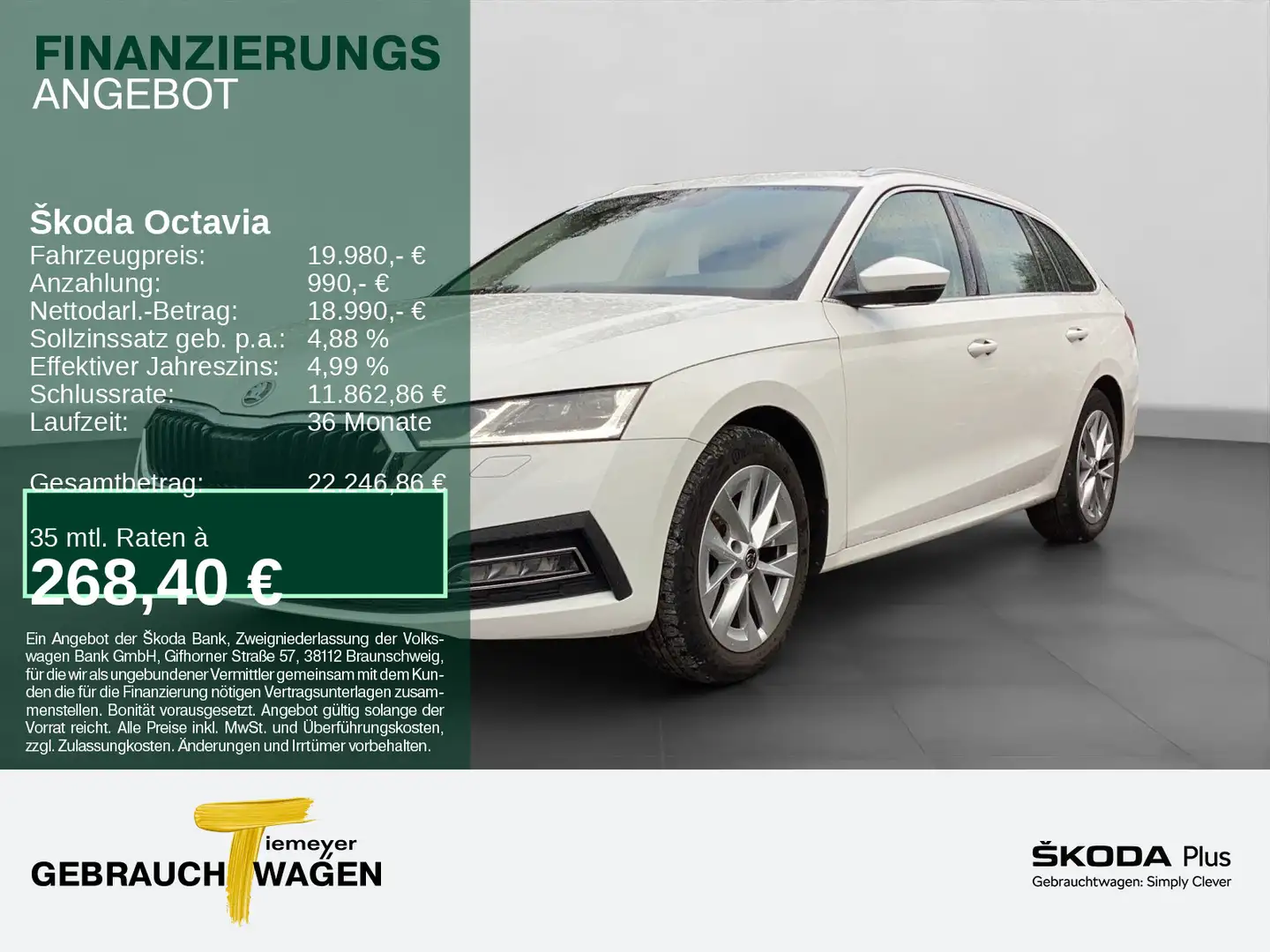 Skoda Octavia Combi 1.5 TSI FIRST EDITION NAVI LED VIR Weiß - 1