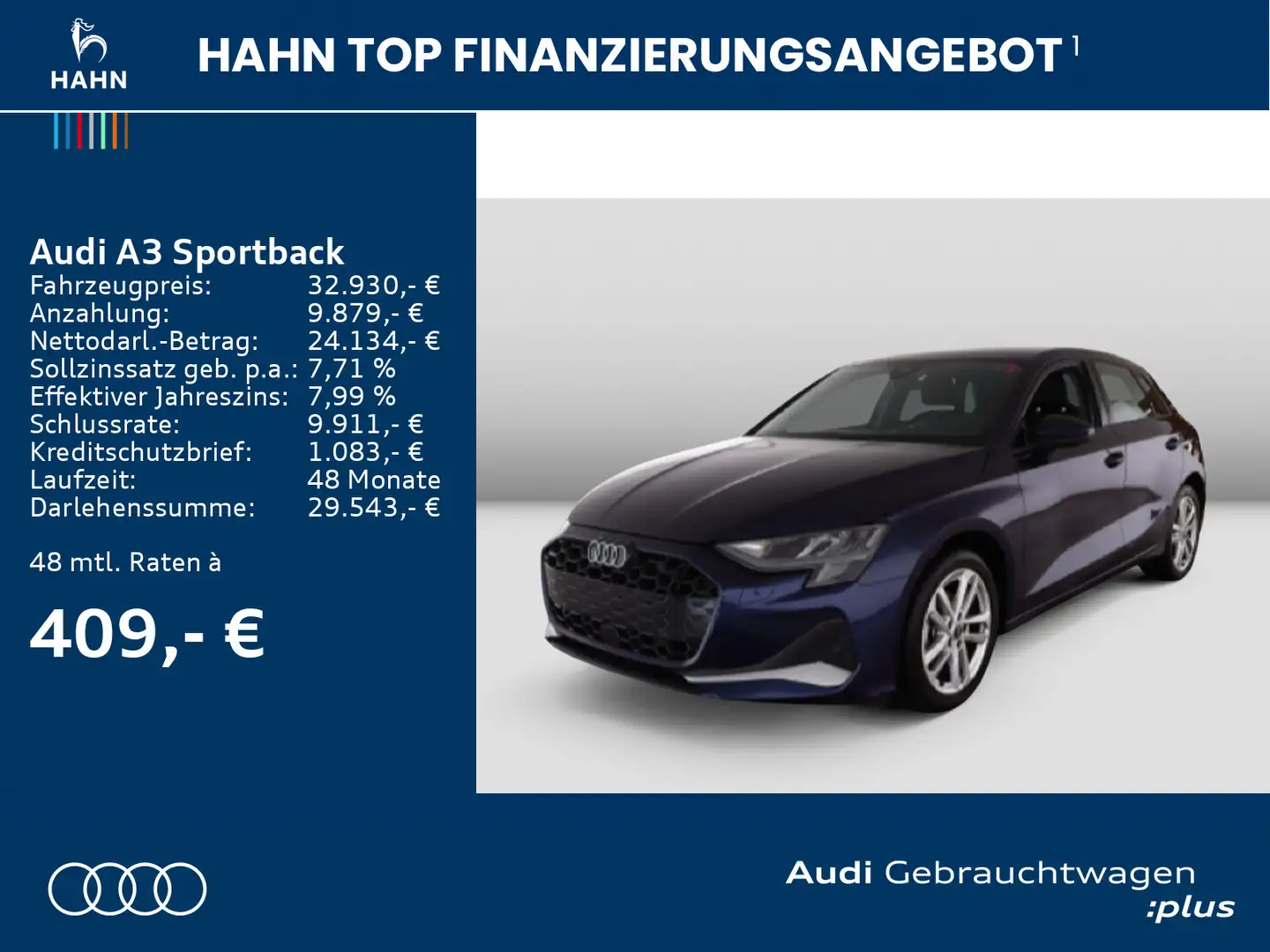 Audi A3 advanced 35TDI S tronic Navi CAM Blau - 2