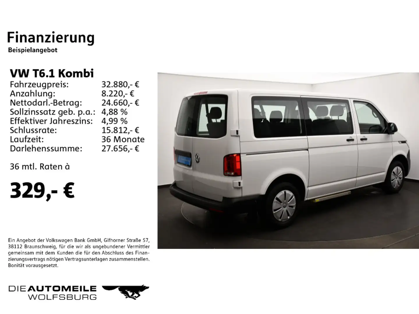 Volkswagen T6.1 Kombi 2.0 TDI Klima/Radio Weiß - 2