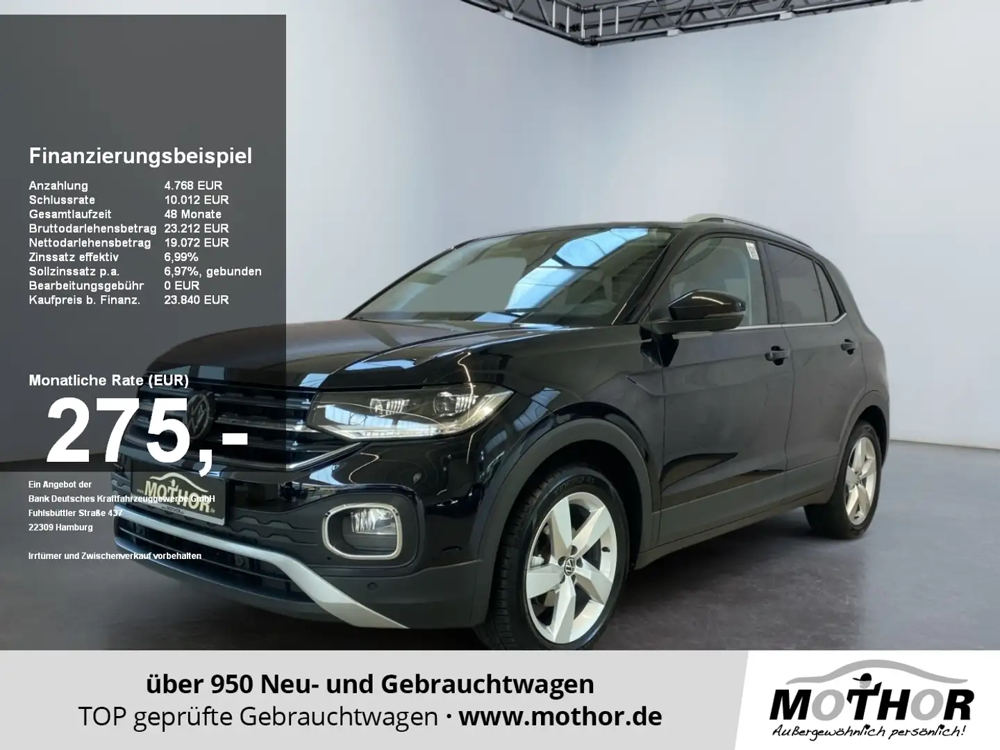 Volkswagen T-Cross Style 1.0 TSI DSG ACC LMF LED Klima Navi Schwarz - 1
