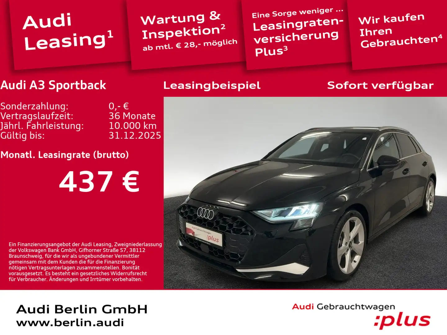 Audi A3 Advanced 35 TFSI S tr. LED NAVI VIR Schwarz - 1