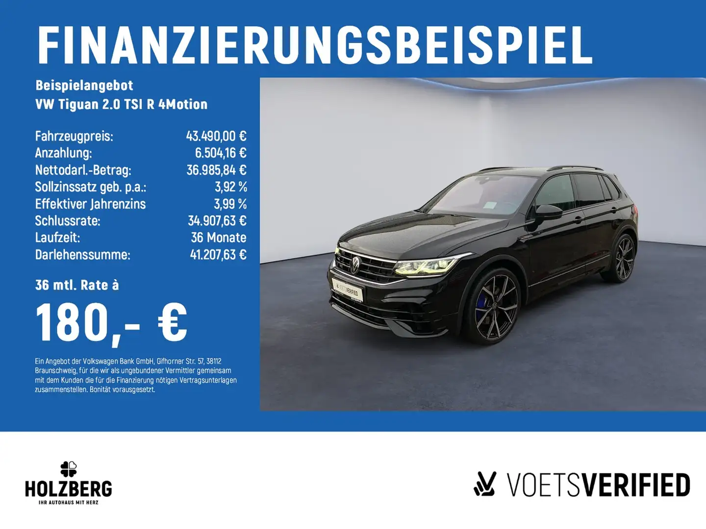 Volkswagen Tiguan 2.0 TSI R 4Motion MATRIX+AHK+LEDER+HUD Schwarz - 2