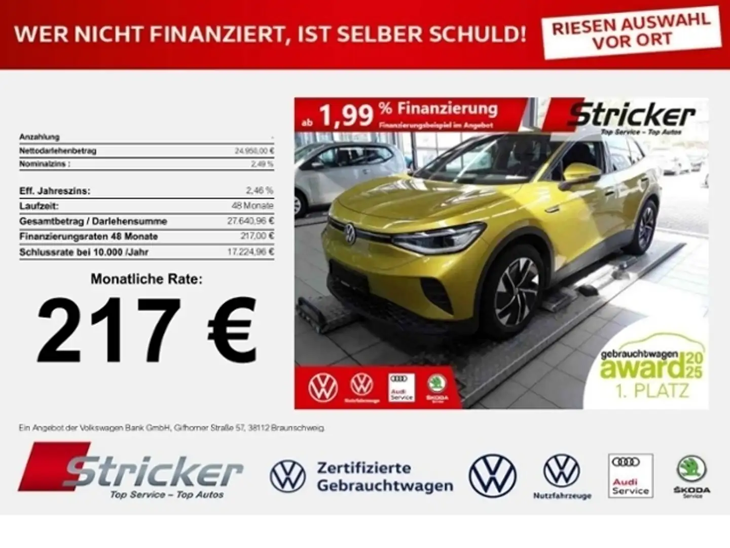 Volkswagen ID.4 Business 150/77 217,-ohne Anzahlung IQ.Light Kame Żółty - 1