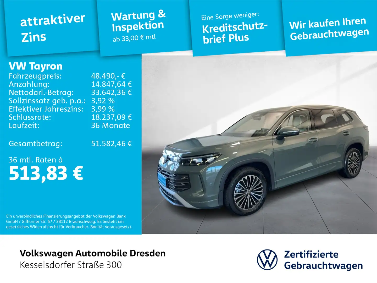 Volkswagen Tayron 1.5 TSI DSG Elegance ACC Kamera Navi Grün - 1
