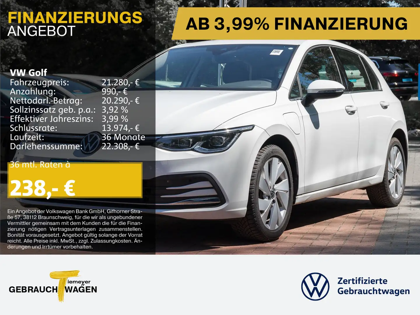 Volkswagen Golf 1.4 eHybrid STYLE IQ.LIGHT SITZHZ PDC LM17 Weiß - 1