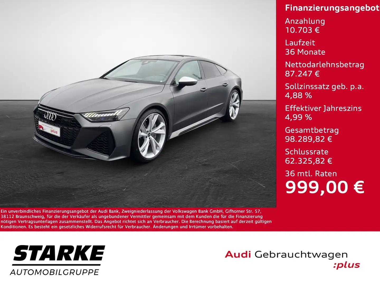 Audi RS7 RS 7 Sportback 4.0 TFSI quattro Grau - 1