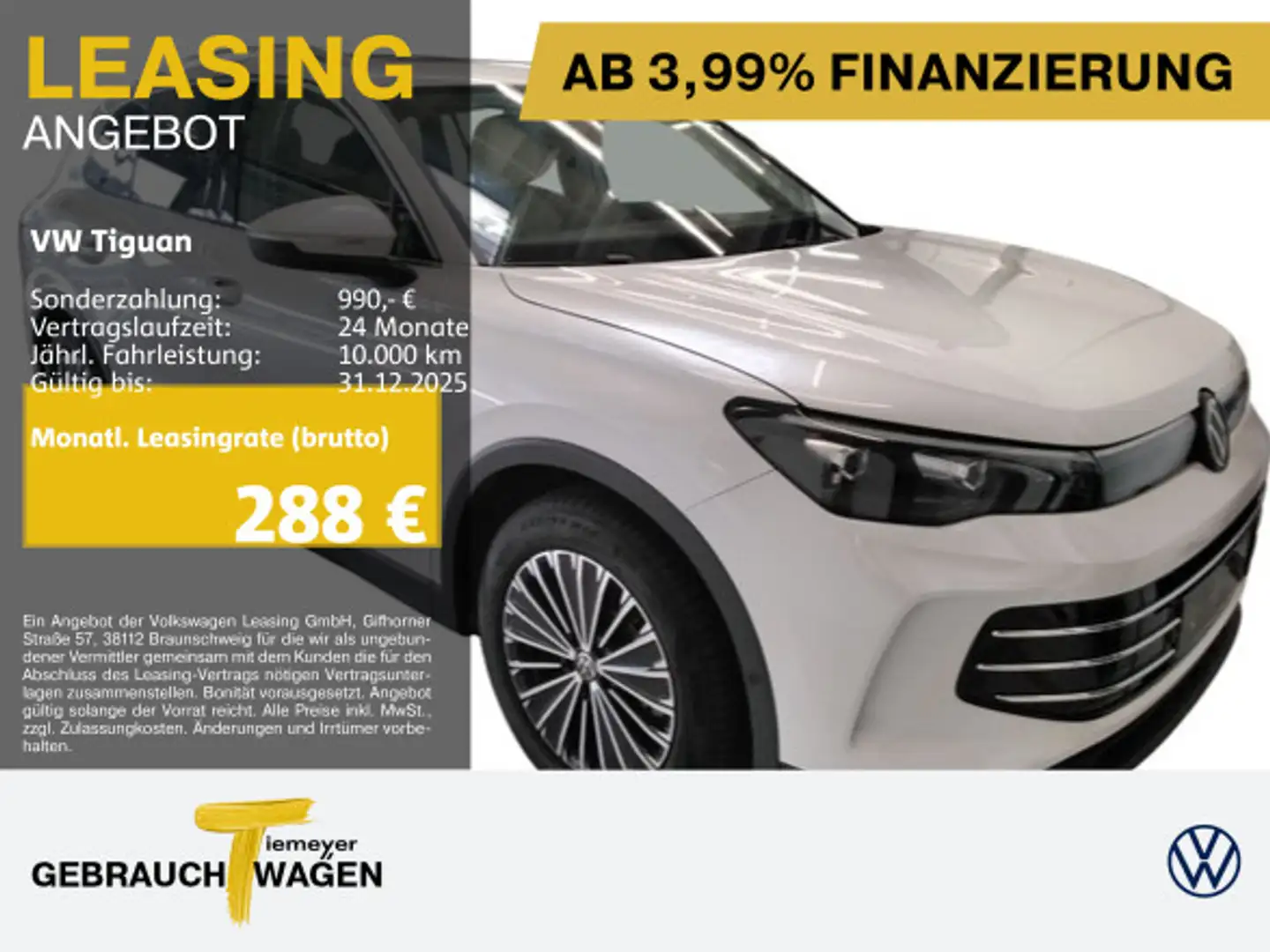 Volkswagen Tiguan 2.0 TDI DSG ELEGANCE PANO AHK NAVI HuD Weiß - 1