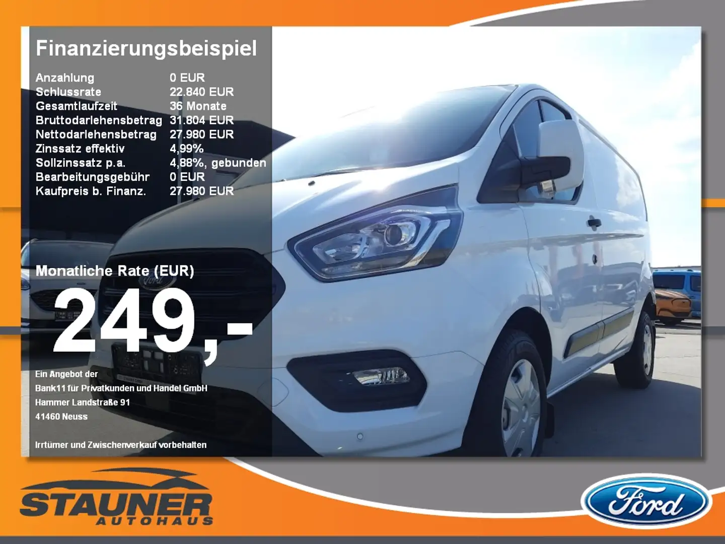 Ford Transit Custom Kasten 2.0 TDCi 280L1 Trend PDC Wit - 1