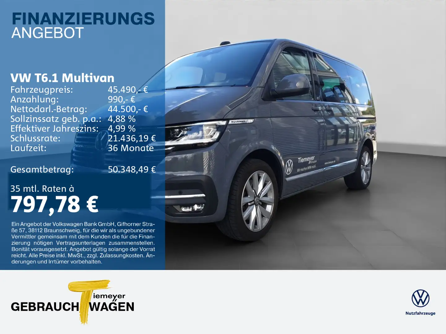 Volkswagen T6.1 Multivan 2.0 TDI DSG GENERATION SIX LED NAV Grau - 1
