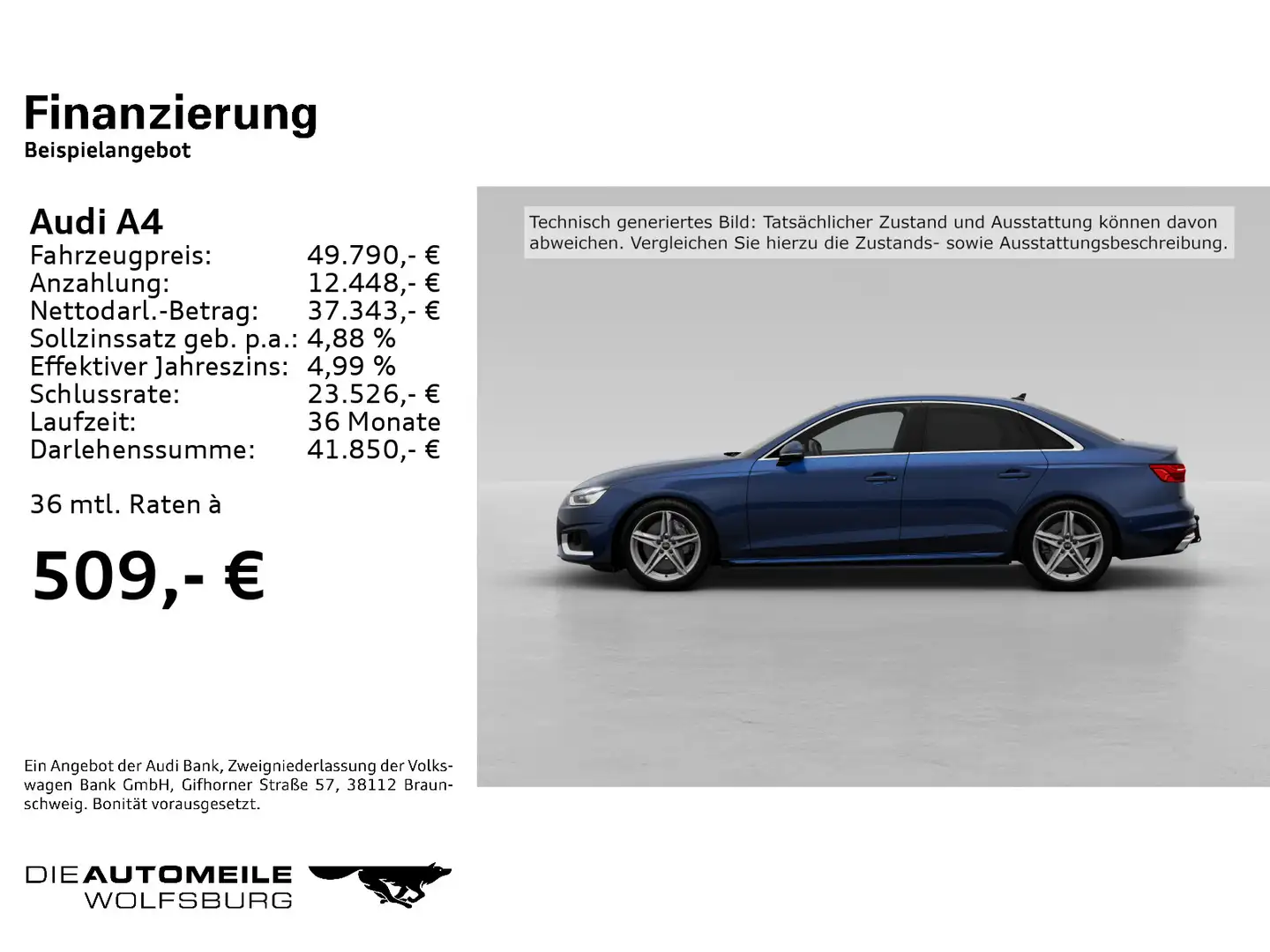 Audi A4 50 TDI quattro tiptronic advanced LED/Stand/A Blau - 2