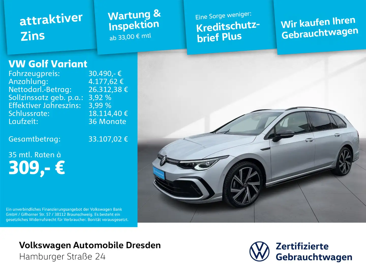 Volkswagen Golf Variant Golf VIII Variant R-Line 2.0 TDI DSG IQ AHK PANO Argent - 1