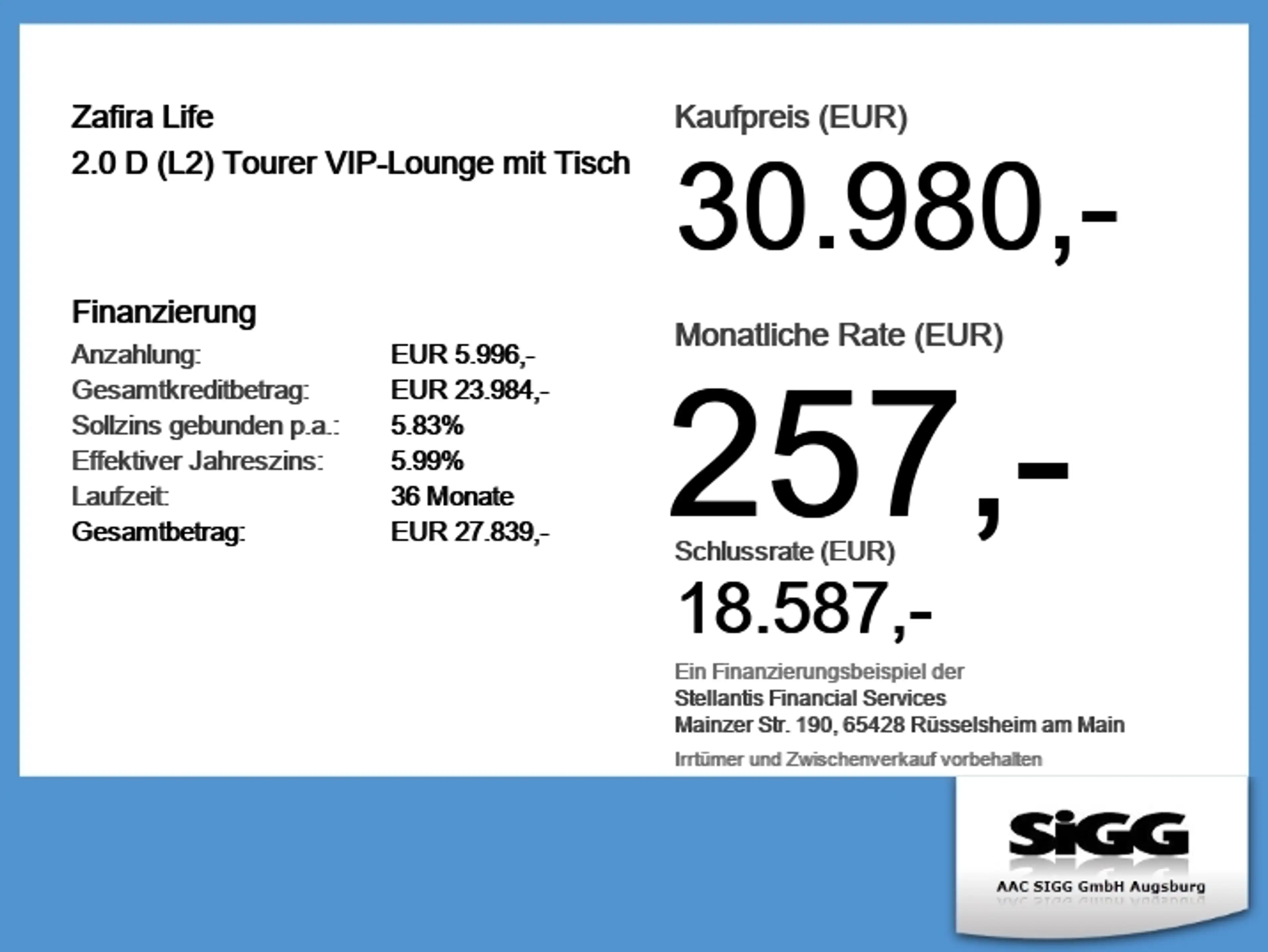 Opel Zafira Life 2.0 D (L2) Tourer VIP-Lounge mit Tisch — photo 6