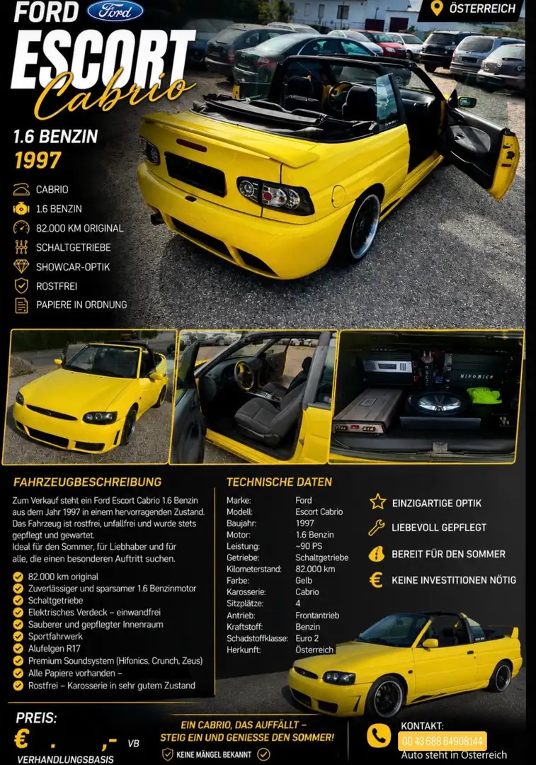 Ford Escort cabrio full tuninng Gelb - 1