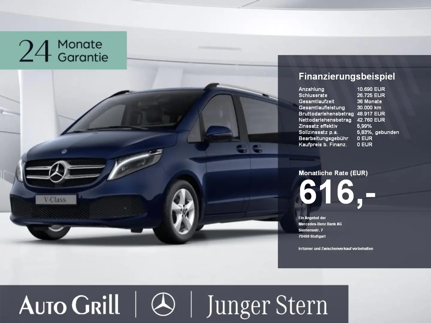 Mercedes-Benz V 220 d EDITION Lang +LED+Navi+AHK+Cam.+AUT+Totw Bleu - 1