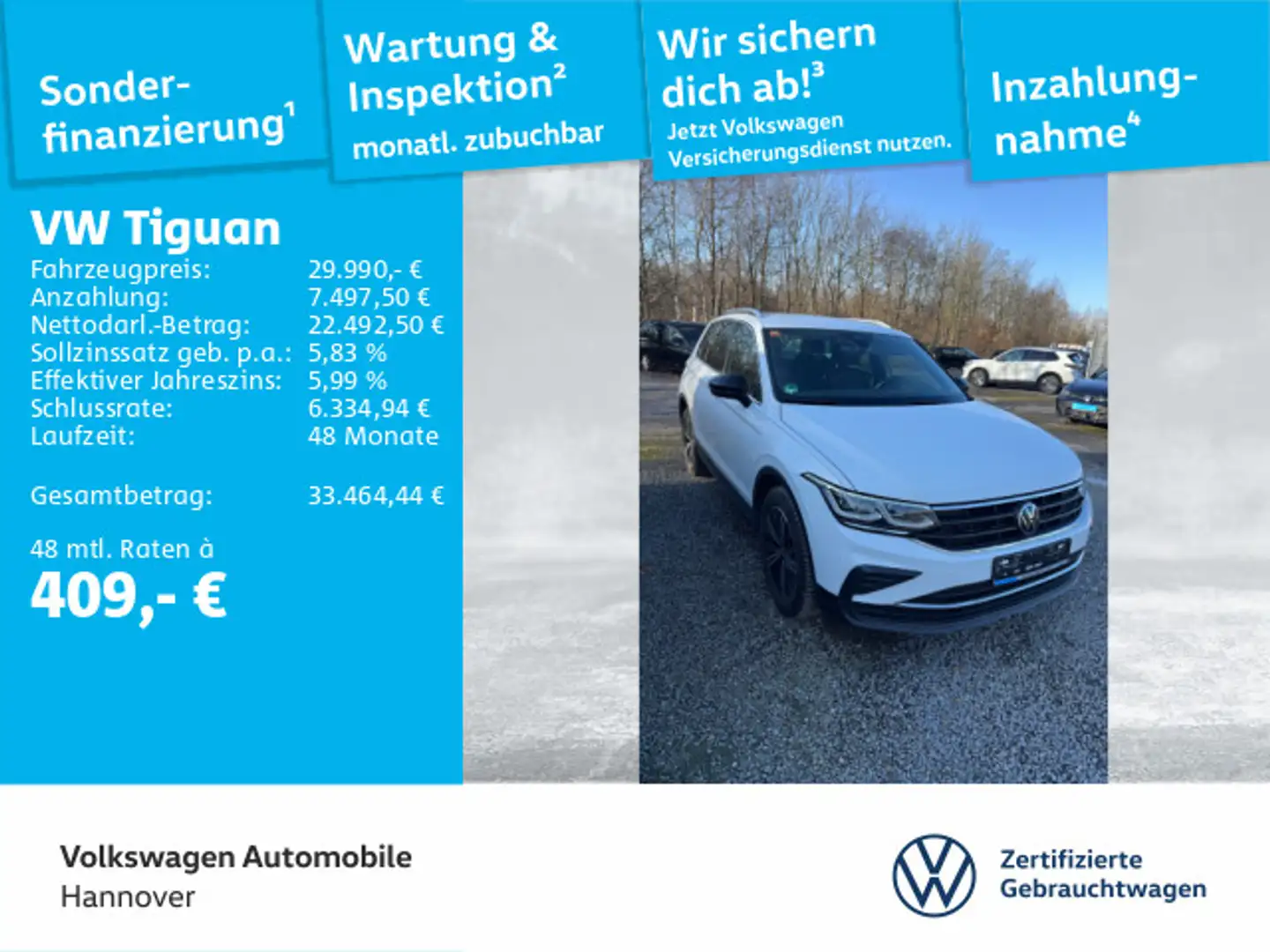 Volkswagen Tiguan 1.5 TSI DSG Move Navi LED DigCockpit ACC Weiß - 1