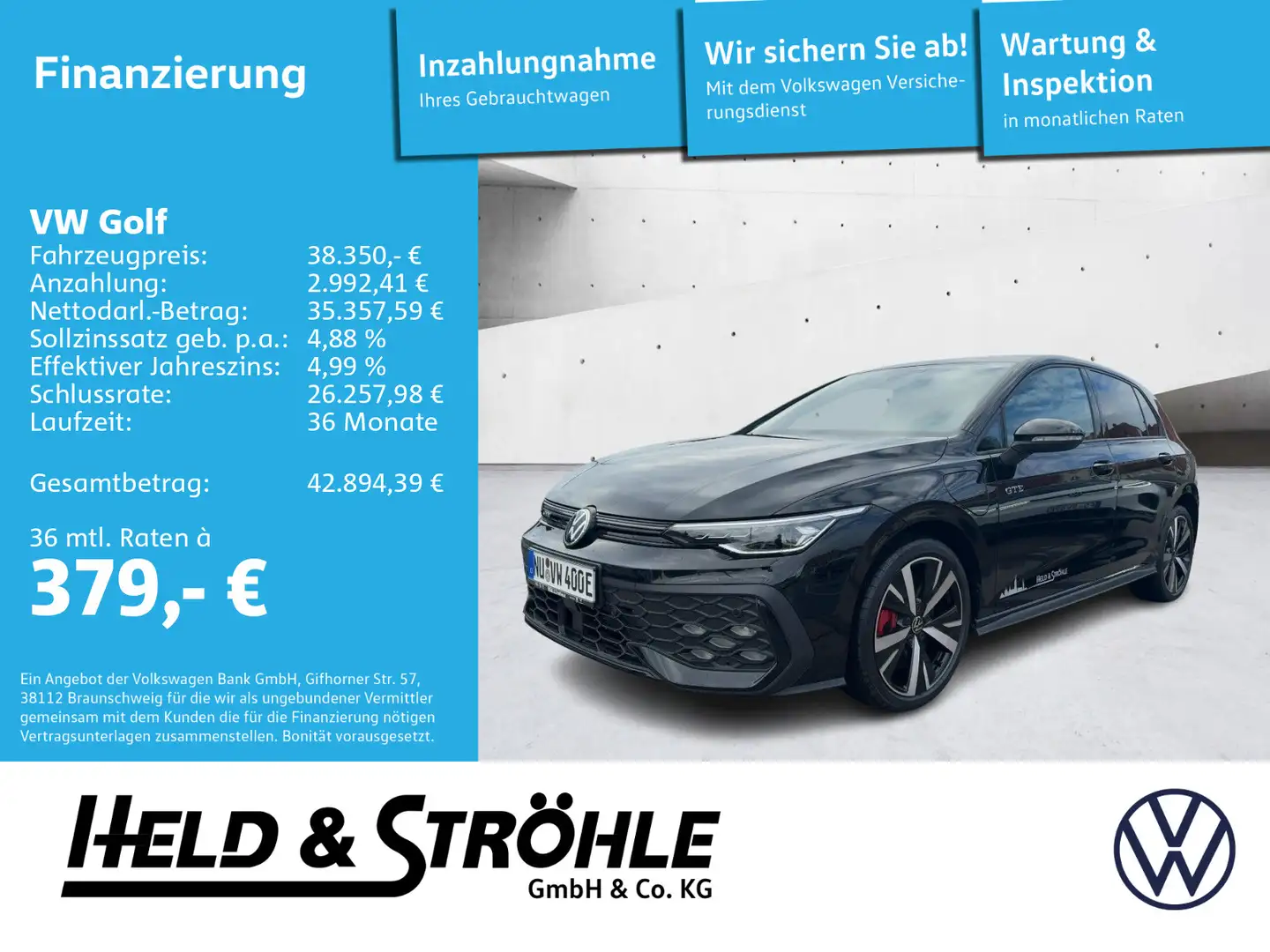 Volkswagen Golf GTE GTE BLACK STYLE 18 ACC HuD LED NAVI PDC RFK Schwarz - 1