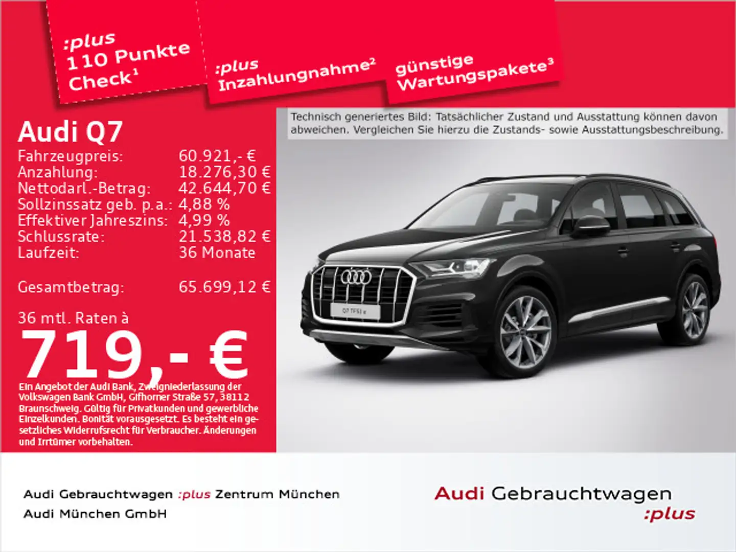 Audi Q7 55 TFSI e qu. S line HuD/21"Zoll/Kamera Schwarz - 1