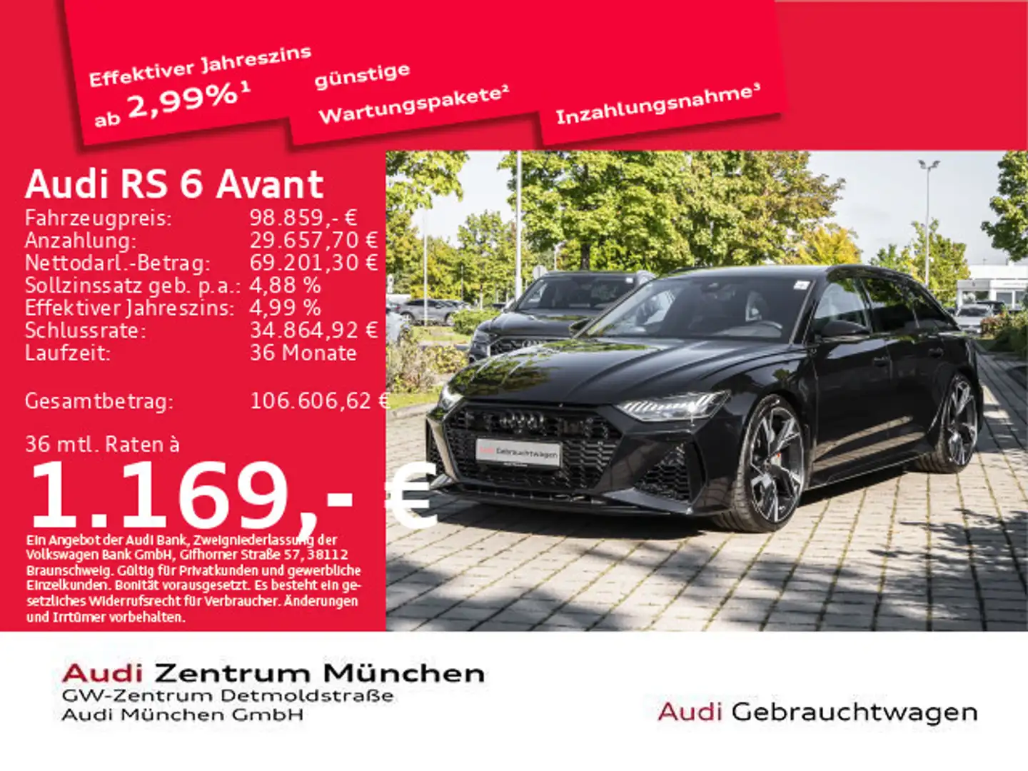Audi RS6 RS6 Avant Dynamik+/StdHzg/Pano/305km/h/Keramik Schwarz - 1