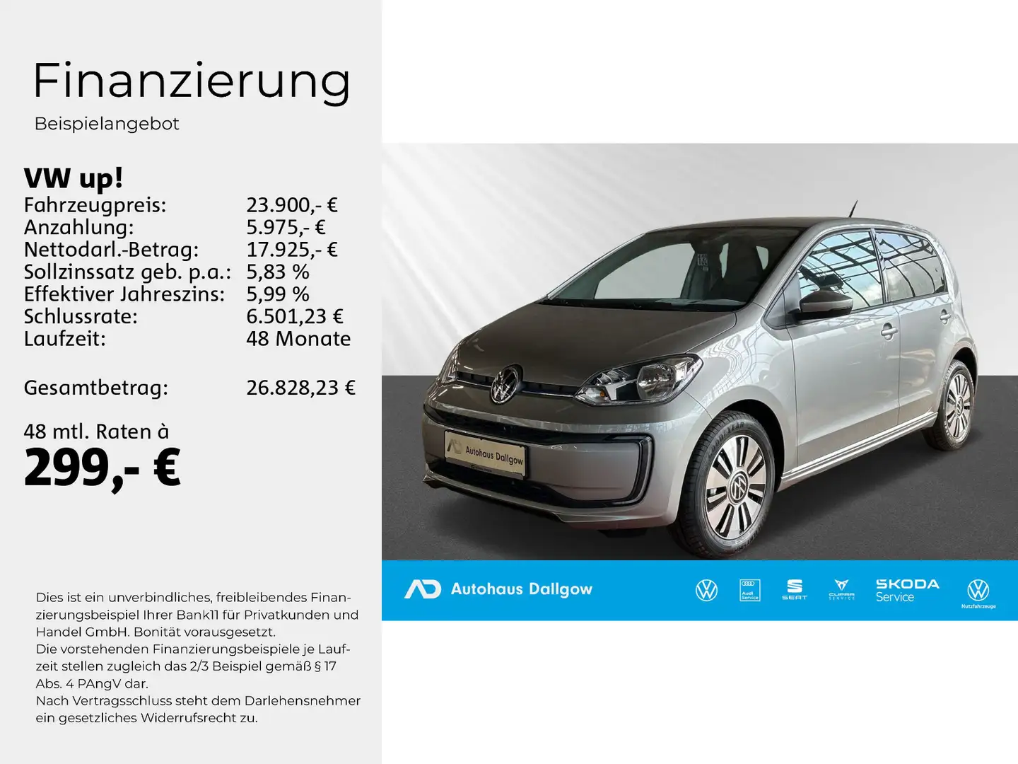 Volkswagen up! 61 kW (83 PS) 32,3 kWh 1-Gang-Automatik Silber - 2