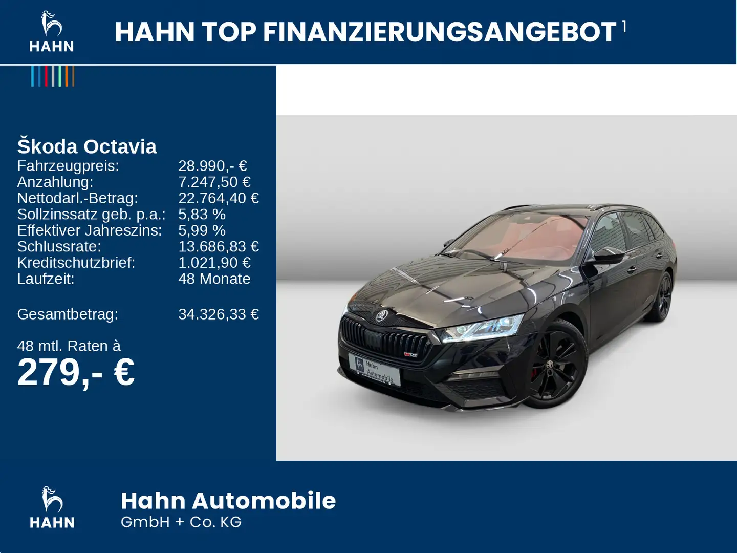 Skoda Octavia Combi 2.0 TSI DSG RS Navi Kamera LED PDC Schwarz - 2