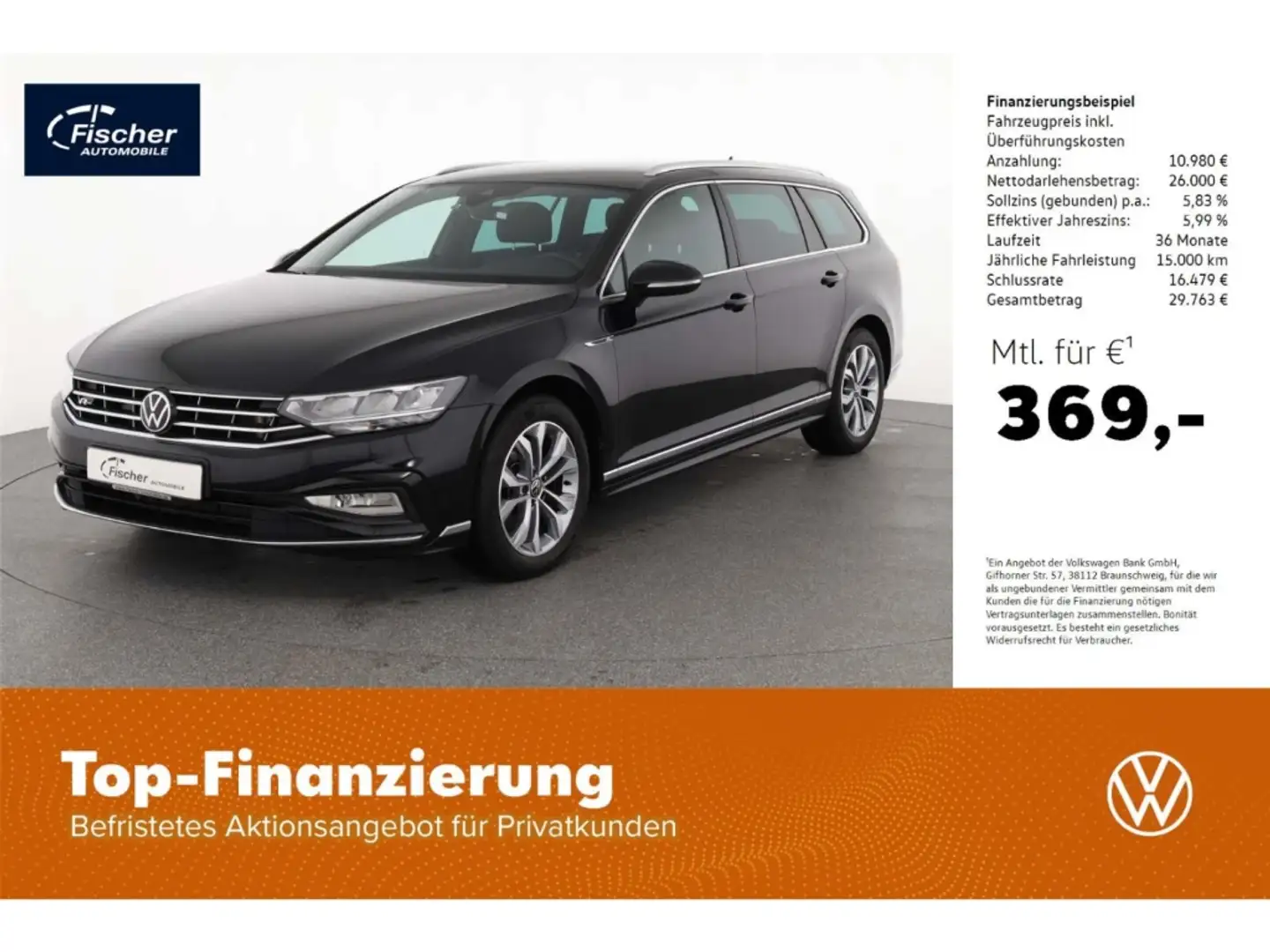 Volkswagen Passat Variant 2.0 TDI 4Mot. R-Line DSG AHK/NAV Schwarz - 1