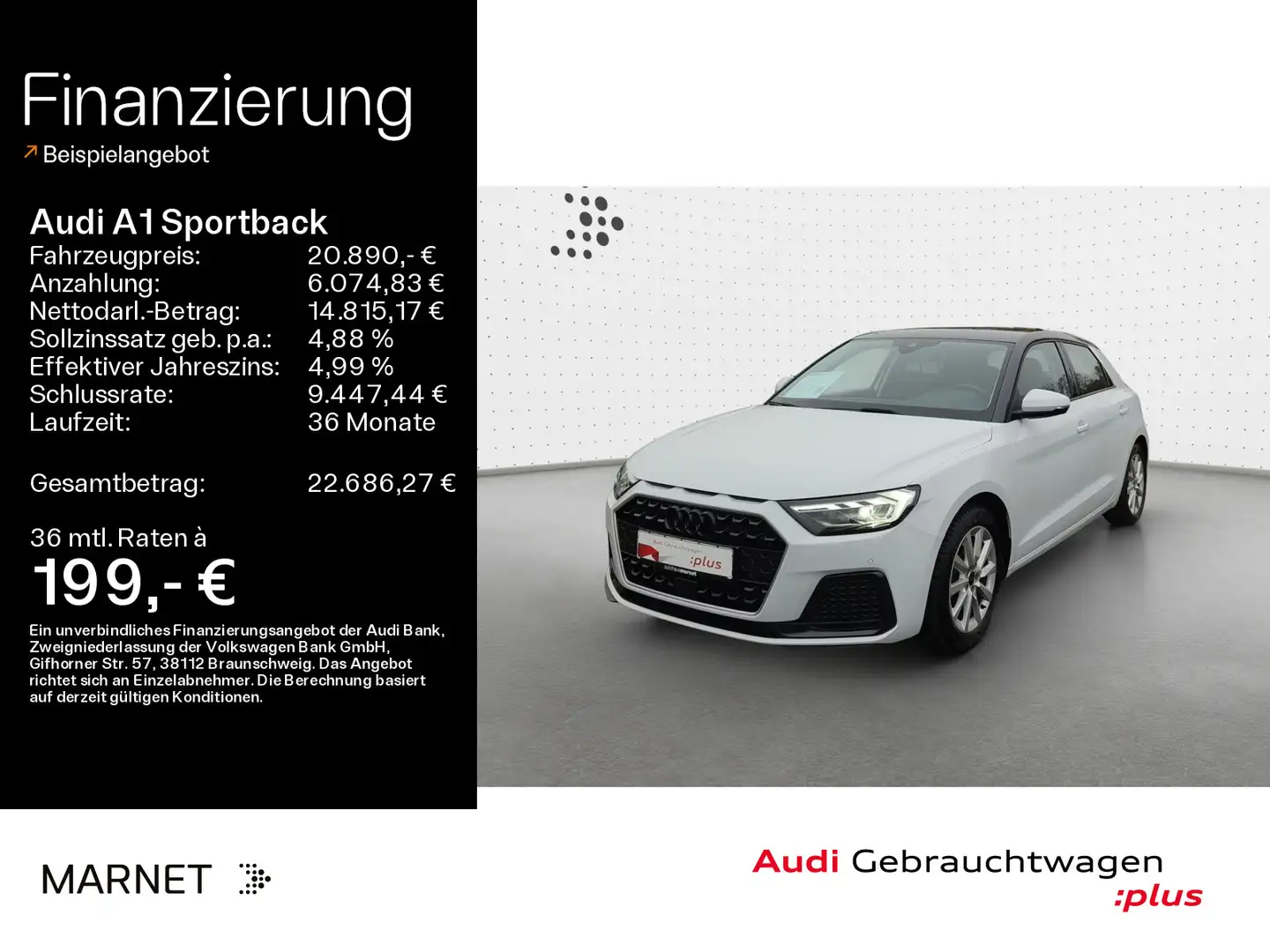 Audi A1 Advanced 30 TFSI*LED*Alu*PDC*Virtua Weiß - 1