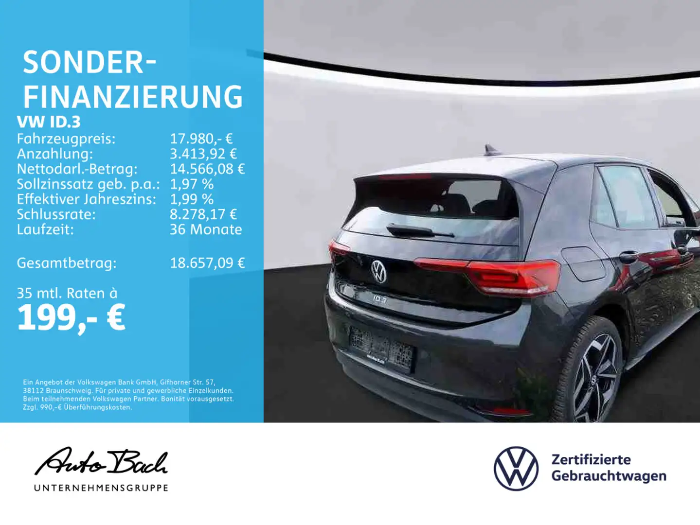 Volkswagen ID.3 Pro Navi LED Standhzg CarPlay Standklima DA Grau - 2