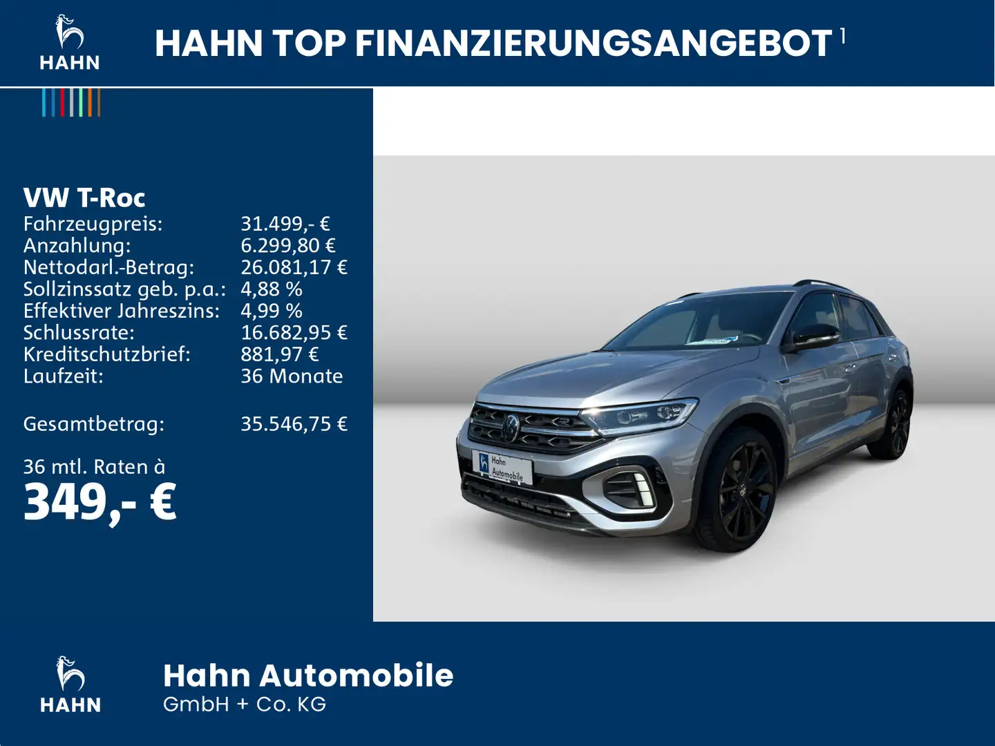 Volkswagen T-Roc 2.0TSI R-Line 4M ACC Cam LED Navi CarConne Silber - 2