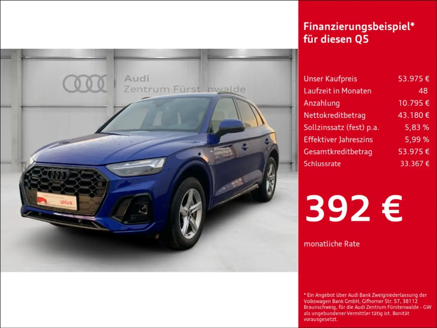 Audi Q5 50 TDI quattro tiptronic S line El. Panodach Navi Blau - 1