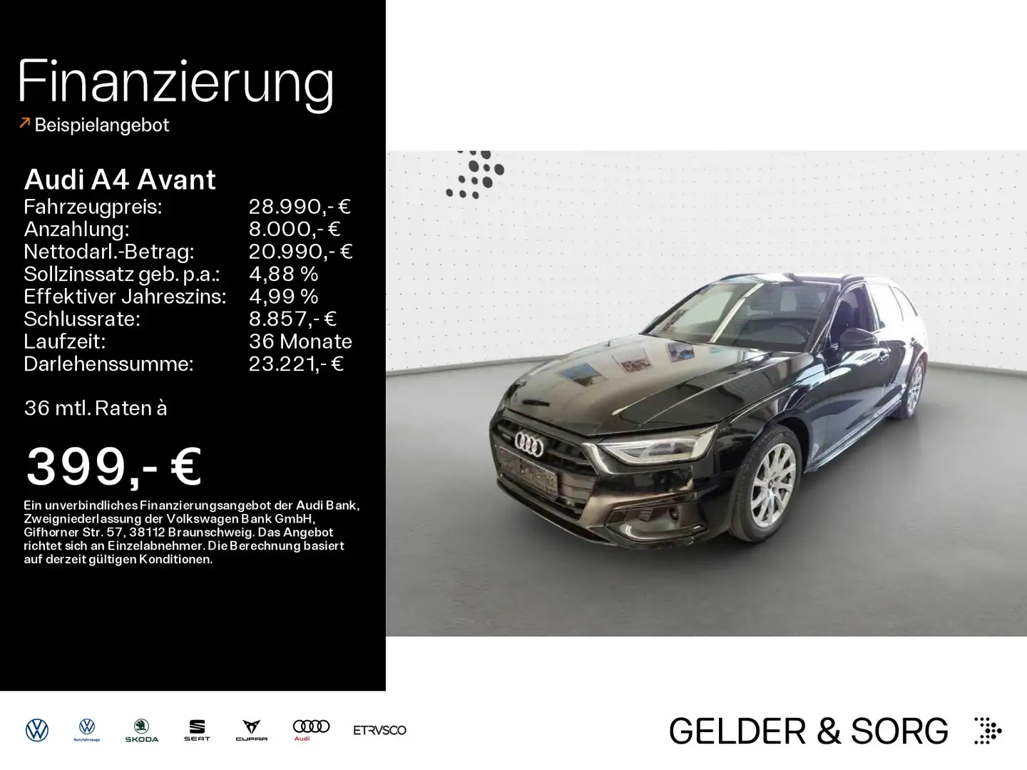 Audi A4 TDI qu. Leder*AHK*Nav*Sound*Virtual*LED Nero - 1