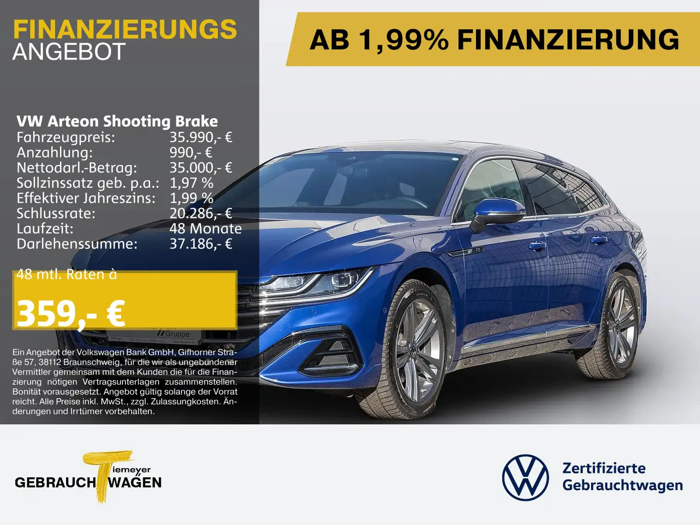 Volkswagen Arteon 1.4 TSI DSG eHybrid R-LINE Blau - 1