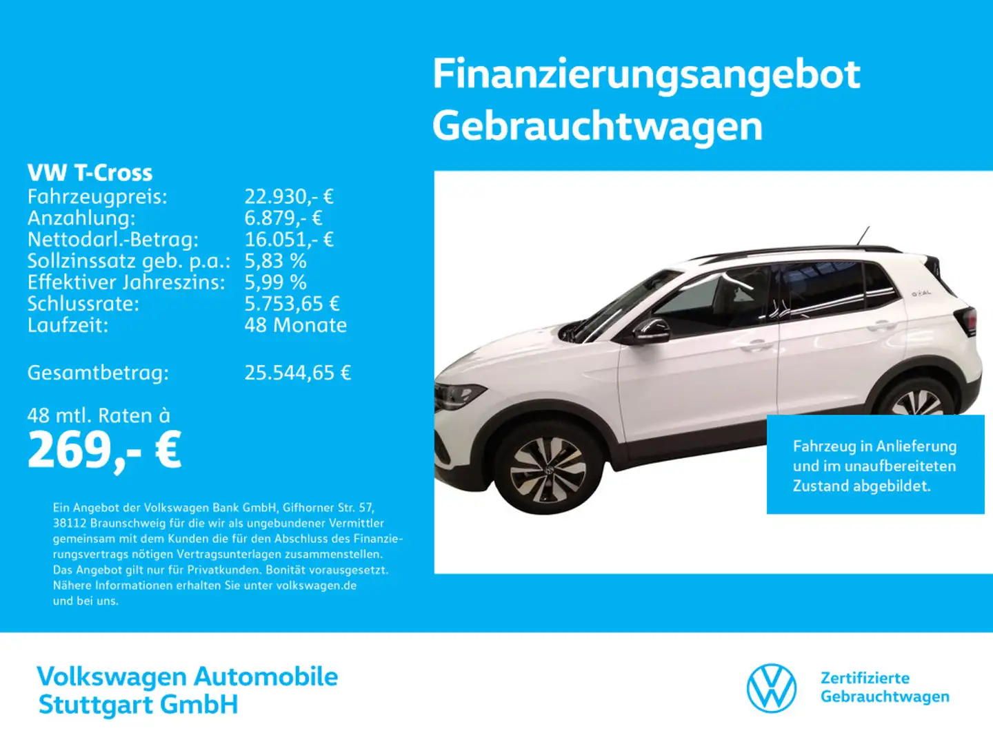 Volkswagen T-Cross Goal 1.0 TSI DSG Navi Tempomat Weiß - 1