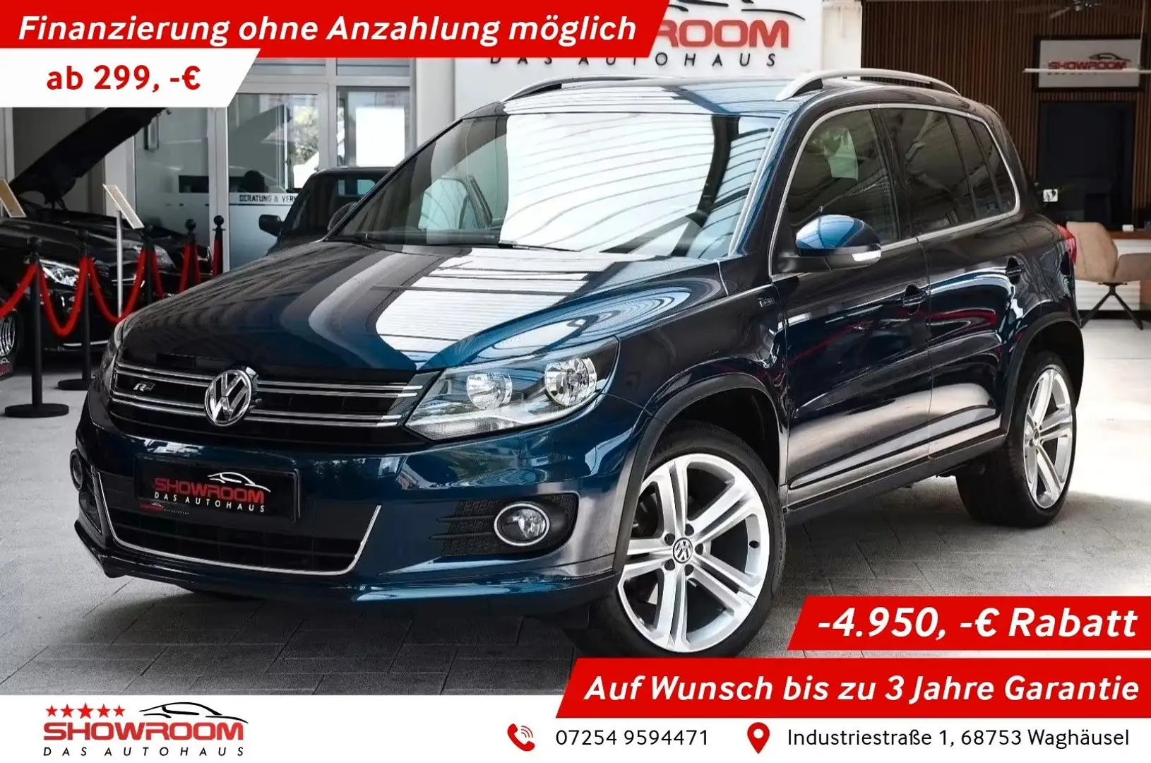 Volkswagen Tiguan Lounge DSG R-line Sport Allrad 1.Hand Ahk Blau - 1