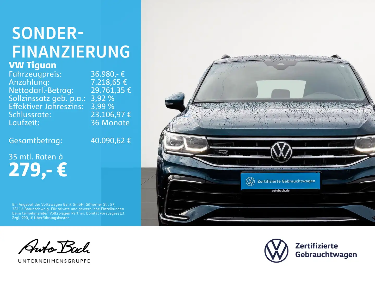 Volkswagen Tiguan 2.0 l TDI DSG R-Line AHK Navi ACC Digital Bleu - 2